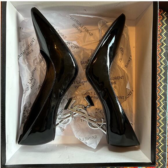 YSL - Opyum Heel Pumps - Black Patient Leather - Size US 10  EU 40 - Picture 14 of 16